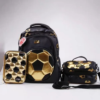 Популярный золотой футбольный рюкзак, повседневный рюкзак большой емкости, легкий декомпрессионный рюкзак для начальной школы, сумка для ланча