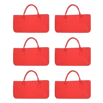 6X Войлочный кошелек, войлочная сумка для хранения, повседневная сумка для покупок большой емкости - красный
