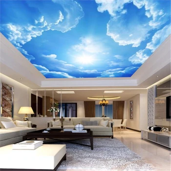 Изготовленные на заказ Простые Современные Облака небо солнце Потолочные Обои 3d Фреска Европейская гостиная Гостиничный потолок 3d обои