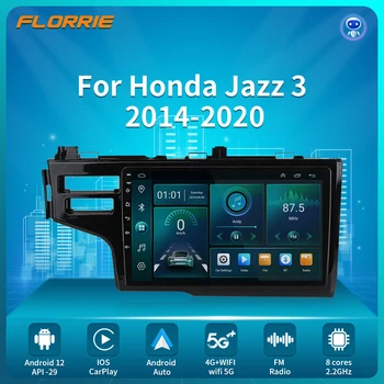 Автомагнитола Android 12 для Honda Jazz 3 2015 - 2020 Fit 3 GP GK 2013-2020 QLED Мультимедийный плеер, Навигация BT Carplay Auto GPS