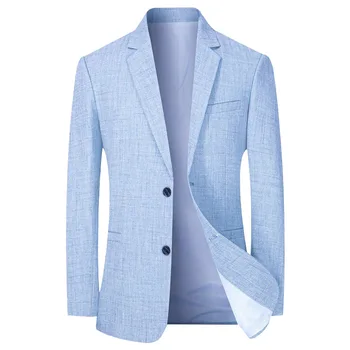 Весна и осень 2023, новый мужской пиджак, однотонный тонкий повседневный деловой пиджак, высококачественные свадебные костюмы для мужчин
