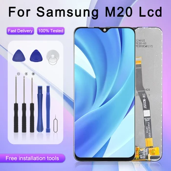 Замена 6,3-дюймового дисплея M205 для Samsung Galaxy M20 Lcd с сенсорным экраном Digitizer M205F в сборе Бесплатная доставка с рамкой