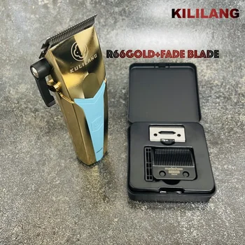 KUILIANG R66 Gold + FADE Blade Профессиональная Мужская машинка для стрижки волос 7000 об/мин Беспроводной Триммер USB Зарядка Масляная головка Push Hair Salon