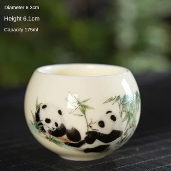 Чашка мастера, чайная чашка, подглазурный драгоценный камень, желтая панда, овечий жир, нефрит, керамическая чашка