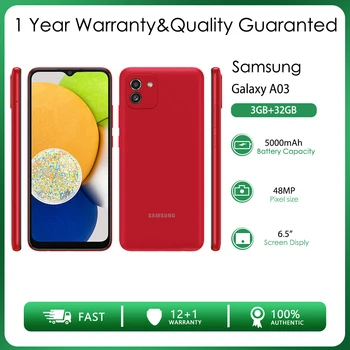 Оригинальный Разблокированный Samsung Galaxy A03 A035F Face ID 4G 2 sim Восьмиядерный 3 ГБ ОЗУ 32 ГБ ПЗУ 48 МП 6,5 