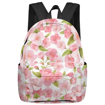 Весенний Белый Рюкзак Peach Blossom Для студентов, Повседневные Дорожные Сумки, Школьный Рюкзак Большой Емкости, Подростковая Сумка Для Книг