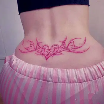 Сексуальные тотемные наклейки для женщин, водонепроницаемая розовая татуировка, покрывающая шрамы на животе, временные татуировки, стойкая художественная поддельная татуировка