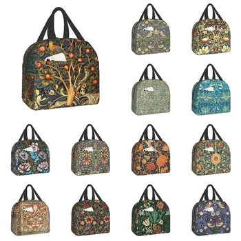 Лесные животные Уильяма Морриса, термоизолированная сумка для ланча, Портативный ланч-бокс для женщин, Детские сумки для пикника с цветочным рисунком на открытом воздухе