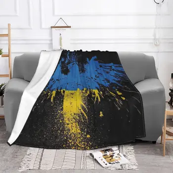 Одеяла с флагом Украины, защищающие от скатывания, Теплые Флисовые осенне-зимние Портативные теплые одеяла для дома, стеганое одеяло для путешествий