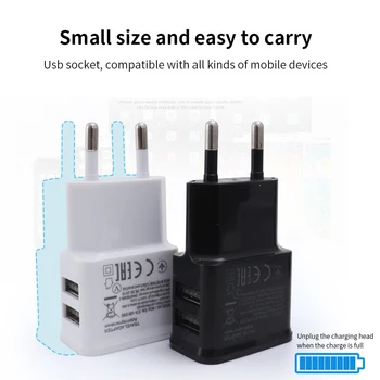 2 Порта USB Адаптер Для Зарядки Samsung Dual USB EU Plug Зарядное Устройство Для Телефона Портативная Универсальная Дорожная Зарядная Головка для Iphone Xiaomi