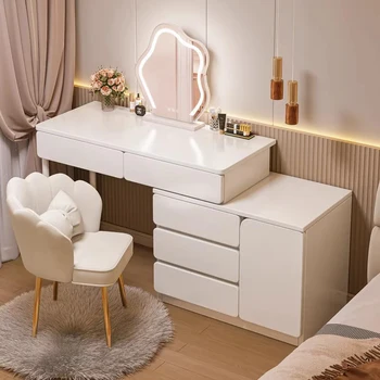 Белый комод, Светильники для макияжа в спальне, Роскошные туалетные столики для хранения, Минималистичные шкафы, мебель в скандинавском стиле Tocador Mueble LJ50DT