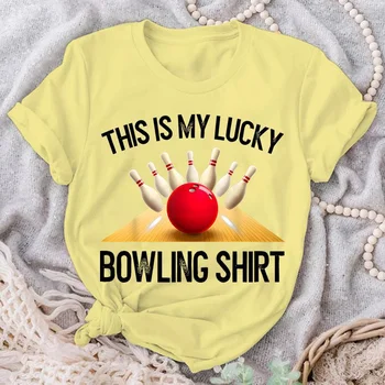 Новая мода, футболка This Is My Lucky Bowling, футболка с графическим принтом, унисекс, модная повседневная футболка с коротким рукавом, футболка