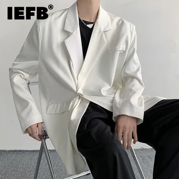 IEFB Высококачественный Атласный Костюм, Пальто, Трендовые Мужские Свободные Простые Повседневные Деловые Мужские Блейзеры, Однотонная Модная Тонкая Одежда 9C1216