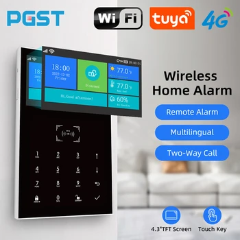 PGST 4G PG109 Домашняя Интеллектуальная Противоугонная Система GSM WiFi Tuya APP Пульт Дистанционного Управления Большой Сенсорный экран Многоязычная Функция