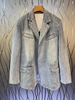 Осенне-зимняя мода 2023, Новая женская одежда, джинсовый костюм, куртка 0912