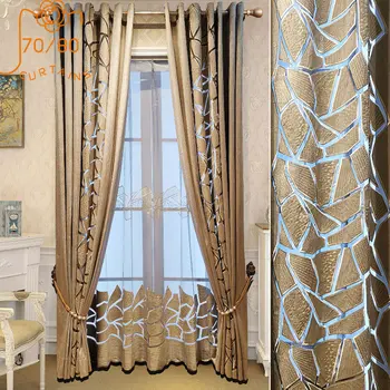 Европейско-американские роскошные Геометрические шторы для гостиной, столовой, спальни С полой вышивкой, Занавеска на окне двухуровневого здания