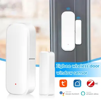 Датчик двери, окна Tuya Zigbee, детектор безопасности, беспроводные детекторы открытия и закрытия, работают с приложением Smart Life Alexa Smart Home