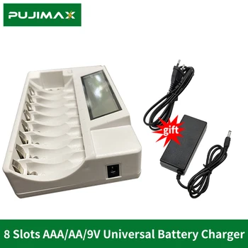 9-Слотное зарядное устройство PUJIMAX Подходит Для 9V / AAA / AA Ni-MH / Ni-Cd /Литий-ионной Аккумуляторной батареи с несколькими функциями защиты