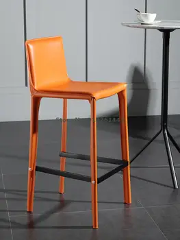 Роскошное барное кресло Nordic Light, кожаное барное кресло, современный простой бытовой стул с высокой спинкой, кафе-барный стул