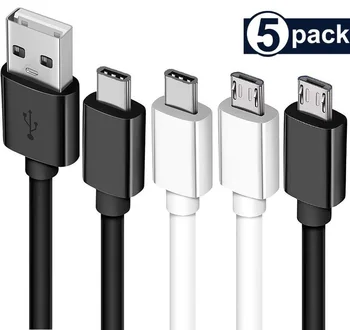 5 шт 1 М 2 М 3 М Кабель Micro USB Type c USB-C Кабель для быстрой зарядки данных для Xiaomi Samsung HTC LG Телефонный кабель