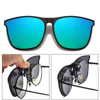 Поляризованные солнцезащитные очки с клипсой, мужские фотохромные очки для водителя, очки ночного видения, Антибликовые винтажные квадратные очки Oculos