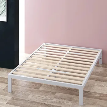 14-дюймовый каркас кровати-платформы из белого металла, узкий двухместный