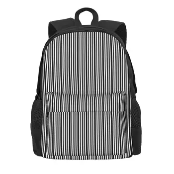 Рюкзак с рисунком в полоску, черно-белое искусство, мужские спортивные рюкзаки из полиэстера, большие повседневные школьные сумки, Рюкзак