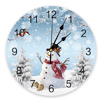 Рождественские настенные часы в виде снеговика и снежинки, бесшумные цифровые часы для украшения дома, спальни, кухни, подвесные часы