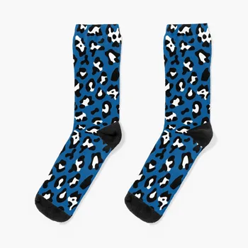 Синие носки с принтом гепарда, мужские подарочные термоноски, мужские зимние носки
