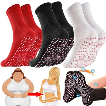 1 пара Турмалиновых Самонагревающихся Носков, Зимние Теплые Термальные Носки Для Здоровья, Носки Для Похудения, Короткие Носки, Носки Для Магнитотерапии