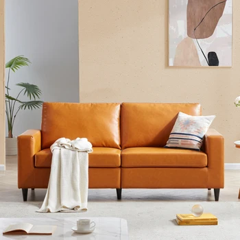 Современный трехместный диван, обитый искусственной кожей, мебель для дома или офиса (трехместный диван)