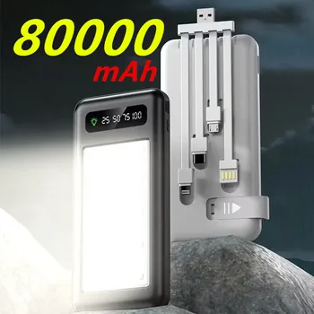 Внешний Аккумулятор Power Bank 80000 мАч Портативное Зарядное Устройство Для Xiaomi iPhone 12 13 14 Pro Max 1005005619779148
