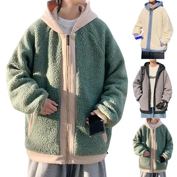 Winter Men'S Thickened Color Matching Cardigan Jacket Casual Warm Jacket Winter Jackets куртка мужская зимняя Chaqueta Hombre