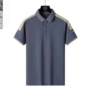 Новый стиль, тонкая футболка-поло для делового джентльмена, мужская повседневная футболка-поло с короткими рукавами, контрастный цвет верхней панели, рубашка-поло, рубашка