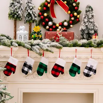 Рождественская перчатка для подвешивания на окне, Праздничные украшения для Рождественской елки, перчатки тонкой работы для домашнего декора, набор из 2 рождественских перчаток