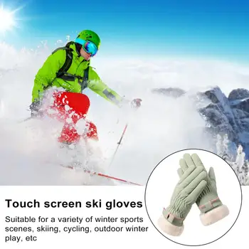 Зимние перчатки с полными пальцами, ветрозащитные зимние велосипедные перчатки с плюшевой подкладкой, Совместимость с сенсорным экраном для женщин, идеально подходят для катания на лыжах