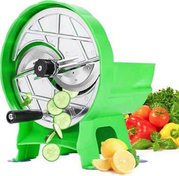 Кухонная машина для нарезки фруктов и овощей с ручным приводом, автоматическая подача, машина для нарезки картофеля, яблок, редиса, нескользящий коврик для ног