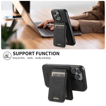 Кожаный держатель для бумажника, чехол для телефона Iphone 12 13 14 15 Pro Max 15Plus, чехол для Samsung S22 S23 Ultra Plus с магнитной подставкой