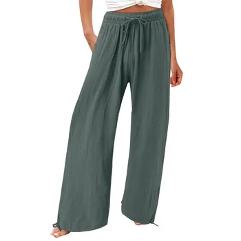 Женские брюки Модные свободные однотонные брюки с высокой талией, широкие брюки, повседневные брюки, удобные мягкие брюки, панталоны