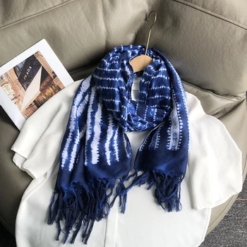 2023 Модные хлопчатобумажные шарфы с кисточками в полоску, шали, длинный шарф с завязками, хиджаб, бесплатная доставка