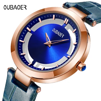 Новые модные женские часы OUBAOER, топовый бренд, женские роскошные креативные кожаные часы-браслет, женские кварцевые водонепроницаемые часы в подарок