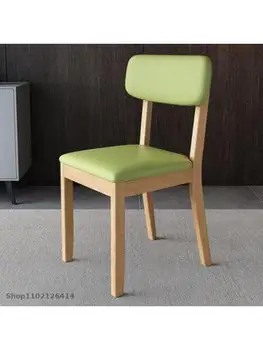 Обеденный стул из цельного дерева в скандинавском стиле для дома с мягкой спинкой-мешком, простой современный легкий роскошный стул для отдыха на балконе, письменный стул