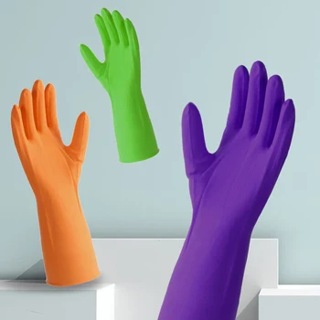 Трехцветное средство для мытья посуды на кухне, защита от порезов, водонепроницаемые латексные перчатки, кухонные бытовые садовые перчатки