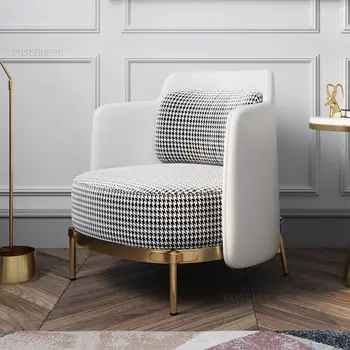 Одноместные стулья для гостиной в скандинавском стиле с кожаной спинкой, Дизайнерское кресло для спальни, мебель для гостиной, Офисное кресло для переговоров со спинкой