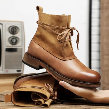 Мужские ботинки Chukka, водонепроницаемые кожаные повседневные ботильоны-оксфорды на шнуровке, повседневная модельная обувь для мужчин