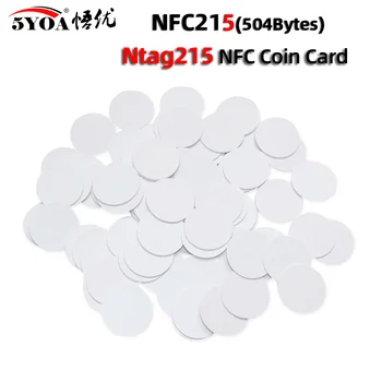 50/30шт NFC Ntag215 Монета БИРКА Ключ 13,56 МГц Карта NTAG 215 Универсальная Этикетка RFID Сверхлегкие Бирки Этикетки диаметром 25 мм Круглая Коробка