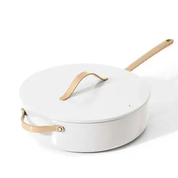 Керамическая сковорода для сотейника с антипригарным покрытием объемом 5,5 литра, белая глазурь от Drew Barrymore Быстрая доставка
