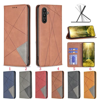 100 шт./лот для Samsung Galaxy S23 FE винтажный призматический темный магнит с отделениями для карт, кожаный чехол-бумажник для Samsung Galaxy A25 5G