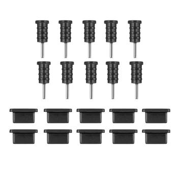 UKCOCO 10 пар защитных чехлов USB Type C от пыли, силиконовые заглушки для портов (черные)