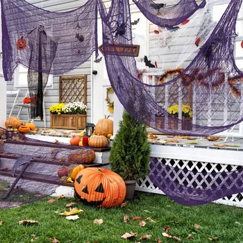 1шт Черная Марля на Хэллоуин, жуткая ткань, Черная сетка, Паутина, декор для вечеринки в доме ужасов на Хэллоуин, реквизит для сцены